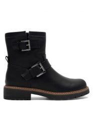 Clara Barson Botki NOLA WS6207-05 Czarny. Czarne botki damskie Clara Barson, z tworzywa sztucznego, bez obcasa, na płaskiej podeszwie, bez zapięcia. Za 169.99 zł.