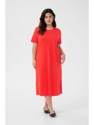 KAFFE curve Sukienka w kolorze czerwonym rozmiar: XL. Czerwone sukienki damskie KAFFE curve, bez wzorów, z bawełny, bez ramiączek. Za 78.99 zł.