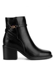 Clara Barson Botki WYL4017-1 Czarny. Czarne botki damskie Clara Barson, ze skóry, bez obcasa, na słupku, bez zapięcia. Za 179.99 zł.
