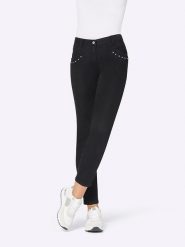 Heine Dżinsy - Slim fit - w kolorze czarnym rozmiar: W19. Czarne jeansy damskie Heine, z podwyższonym stanem. Za 30.71 zł.