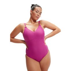 SPEEDO Damski modelujący kostium kąpielowy na ramiączkach Wineberry UK 44. Czerwone stroje jednoczęściowe Speedo, bez wzorów. Za 290.85 zł.