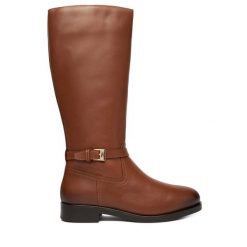 Kozaki Tommy Hilfiger. Brązowe kozaki damskie Tommy Hilfiger, bez obcasa, na płaskiej podeszwie, bez zapięcia. Za 999.99 zł.