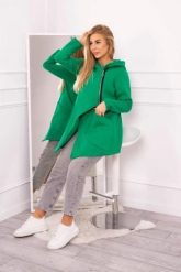 Bluza ocieplana z asymetrycznym suwakiem jasno zielona. Zielone bluzy damskie KESI, l, bez wzorów, z bawełny, bez kaptura. Za 238.37 zł.