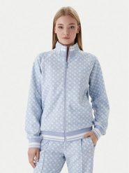 Guess Bluza V5YQ03 KB212 Błękitny Regular Fit. Niebieskie bluzy damskie Guess, l, z aplikacjami, z syntetyku, bez kaptura. Za 439.99 zł.