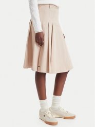 Lacoste Spódnica plisowana JF8319 Beżowy Regular Fit. Brązowe spódnice damskie Lacoste, bez wzorów, z bawełny. Za 704.99 zł.