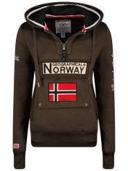 Geographical Norway Bluza "Gymclass" w kolorze ciemnobrązowym rozmiar: XXL. Brązowe bluzy damskie Geographical Norway, xxl, bez wzorów, z kapturem. Za 105.38 zł.