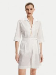 Max Mara Beachwear Kombinezon Canard 2516241019 Biały Regular Fit. Białe sukienki damskie Max Mara Beachwear, bez wzorów, z bawełny, bez ramiączek. Za 1,369.00 zł.
