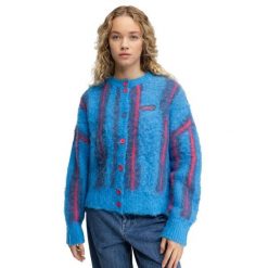 Damski kardigan z dzianiny Siroko Apollo-W Blue. Niebieskie kardigany damskie SIROKO, bez wzorów, z dzianiny. Za 169.00 zł.