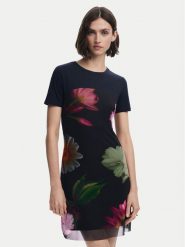 Desigual Sukienka codzienna Hamburgo 25SWVK14 Czarny Slim Fit. Czarne sukienki damskie Desigual, bez wzorów, z syntetyku, bez ramiączek. Za 229.99 zł.