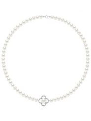 ATELIERS SAINT GERMAIN Naszyjnik perłowy w kolorze białym z cyrkoniami - dł. 45 cm rozmiar: onesize. Białe naszyjniki damskie ATELIERS SAINT GERMAIN, z cyrkonią, srebrne. Za 391.99 zł.