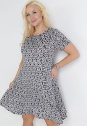 Czarno-Bezowa Sukienka Mini w Drobne Kwiaty Eudolla. Czarne sukienki damskie Born2be, bez wzorów, bez ramiączek. Za 79.99 zł.