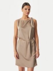 HUGO Sukienka koktajlowa Koberi 50566963 Brązowy jasny Regular Fit. Brązowe sukienki damskie Hugo, bez wzorów, z syntetyku, wizytowe, bez ramiączek. Za 899.99 zł.