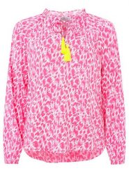 Zwillingsherz Bluzka "Colorful Leopard" w kolorze różowo-białym rozmiar: S/M. Białe bluzki damskie Zwillingsherz, m, z aplikacjami, z wiskozy, bez kołnierzyka, bez ramiączek. Za 83.62 zł.