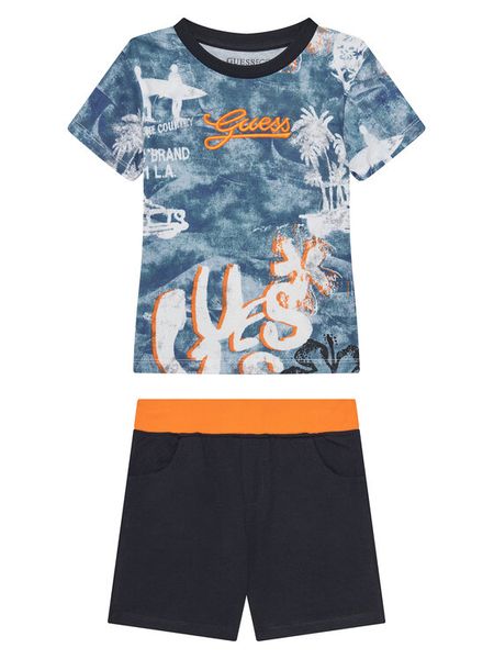 Guess Komplet t-shirt i spodenki N5GG11 K8HM4 Kolorowy Regular Fit. T-shirty i koszulki chłopięce Guess, z aplikacjami, z bawełny, bez kołnierzyka, bez ramiączek. Za 99.99 zł.