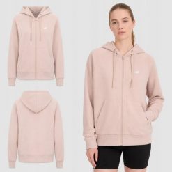 BLUZA DAMSKA 4F DRESOWA ROZPINANA Z KAPTUREM BASIC KOLOR BEŻOWY. Brązowe bluzy damskie 4F, l, bez wzorów, z bawełny, z kapturem. Za 109.00 zł.