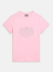 Juicy Couture Koszulka w kolorze jasnoróżowym rozmiar: M. Różowe bluzki damskie Juicy Couture, m, bez wzorów, bez kołnierzyka, bez ramiączek. Za 152.99 zł.