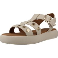 Sandały GEOX D CAMALEI Beżowy. Brązowe sandały damskie Geox, bez wzorów, z syntetyku, bez obcasa, bez zapięcia. Za 357.99 zł.