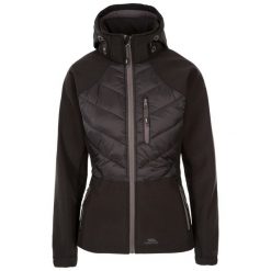 Kurtka Damska Elvira Soft Shell. Czarne kurtki damskie Trespass, xs, bez wzorów, z softshellu, bez kaptura. Za 217.99 zł.