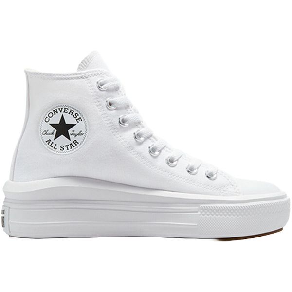 Trampki Converse Chuck Taylor All Star Move Hi. Białe obuwie sportowe casual damskie Converse, bez wzorów, bez zapięcia. W wyprzedaży za 358.25 zł.