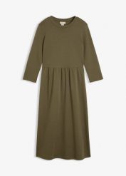 Sukienka T-shirtowa z czystej bawełny organicznej. Zielone sukienki damskie bonprix, bez wzorów, z bawełny, bez ramiączek. Za 134.99 zł.