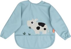 Śliniak z rękawami Tiny Farm 6-18 m niebieski. Niebieskie śliniaki Done by deer, bez wzorów. Za 99.00 zł.