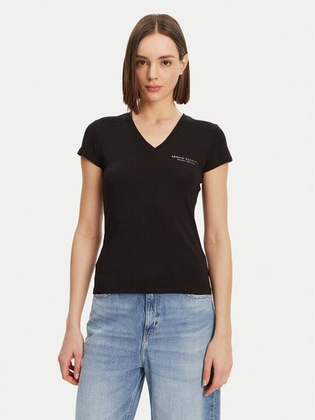 Armani Exchange T-Shirt 8NYT81 YJG3Z 52AK Czarny Regular Fit. Czarne t-shirty damskie Armani Exchange, s, bez wzorów, z bawełny, bez kołnierzyka. Za 99.99 zł.