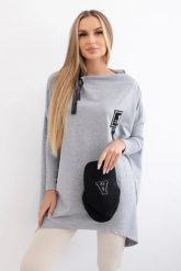 Bluza oversize z asymetrycznymi bokami szara. Szare bluzy damskie KESI, l, bez wzorów, z bawełny, bez kaptura. Za 209.11 zł.