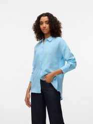 Vero Moda Koszula w kolorze błękitnym rozmiar: XXL. Niebieskie koszule damskie Vero Moda, xxl, bez wzorów, z bawełny, bez kołnierzyka, bez ramiączek. Za 65.85 zł.