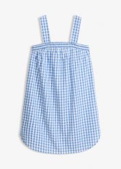 Sukienka plażowa z czystej bawełny. Niebieskie sukienki damskie bonprix, bez wzorów, z bawełny, bez ramiączek. Za 109.99 zł.