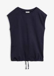 Bluza dresowa z lekkiej bawełny. Niebieskie bluzy damskie bonprix, bez wzorów, z bawełny, bez kaptura. Za 54.99 zł.
