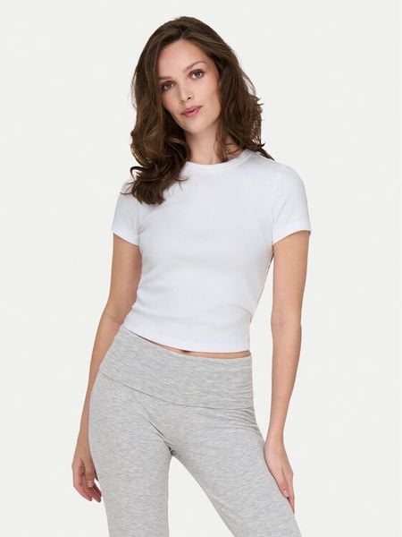 ONLY T-Shirt Val 15339774 Biały Slim Fit. Białe t-shirty damskie Only, xl, bez wzorów, z bawełny, bez kołnierzyka. Za 39.99 zł.