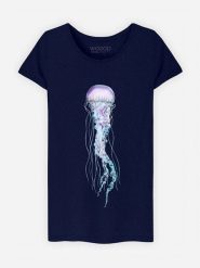 WOOOP Koszulka "Space Jelly" w kolorze granatowym rozmiar: XL. Niebieskie bluzki damskie Wooop, xl, bez wzorów, z bawełny, bez kołnierzyka, bez ramiączek. Za 66.00 zł.