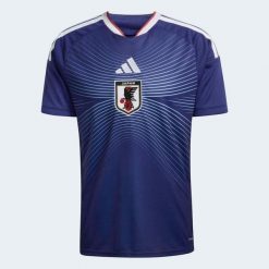 Koszulka piłkarska ADIDAS Japonia domowa. Niebieskie bluzki damskie Adidas, xl, bez wzorów, z dzianiny, sportowe, bez kołnierzyka, bez ramiączek. Za 449.98 zł.