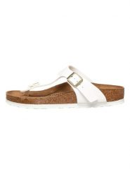 Birkenstock Japonki "Gizeh" w kolorze białym rozmiar: 39. Białe klapki damskie Birkenstock, bez wzorów, z otwartym noskiem, bez obcasa, bez zapięcia. Za 257.95 zł.