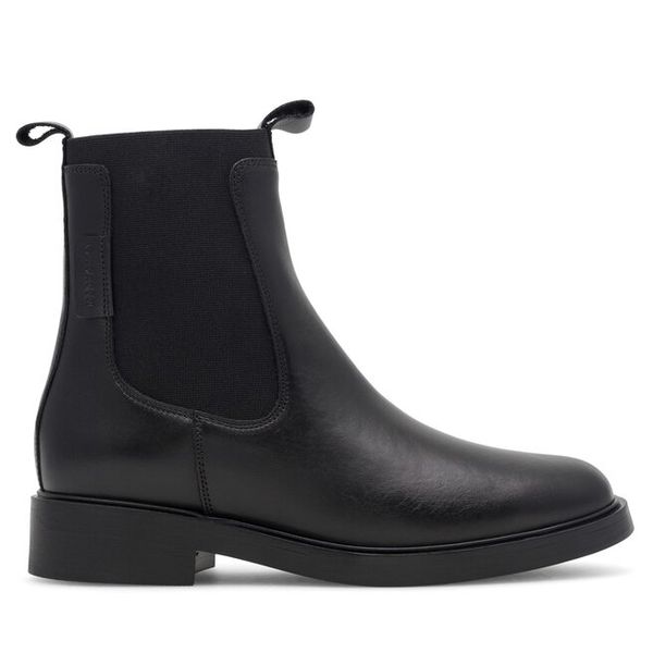 Botki GINO ROSSI. Czarne botki damskie Gino Rossi, bez obcasa, na płaskiej podeszwie, bez zapięcia. Za 299.99 zł.