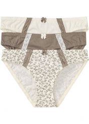 Figi bawełniane (3 pary). Brązowe figi bonprix, bez wzorów, z bawełny. Za 67.99 zł.