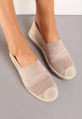 Ciemnobeżowe Espadryle z Plecioną Cholewką przed Kostkę Mokosa. Brązowe espadryle damskie Renee, z aplikacjami, bez obcasa, na płaskiej podeszwie. Za 44.99 zł.