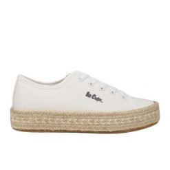 Buty damskie espadryle Lee Cooper LCW-25-44-3217LA białe. Białe espadryle damskie bez wzorów, z gumy, bez obcasa. Za 197.45 zł.