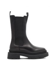 Gino Rossi Botki 222FW106 Czarny. Czarne botki damskie Gino Rossi, z materiału, bez obcasa, na płaskiej podeszwie, bez zapięcia. Za 429.99 zł.