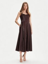 Rinascimento Sukienka koktajlowa CFC0125066003 Brązowy Regular Fit. Brązowe sukienki damskie Rinascimento, bez wzorów, z bawełny, wizytowe, bez ramiączek. Za 599.99 zł.
