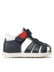 Geox Sandały B S.Macchia B. A B254VA 08554 C4002 Granatowy. Niebieskie sandały chłopięce Geox, ze skóry, bez zapięcia. Za 259.99 zł.