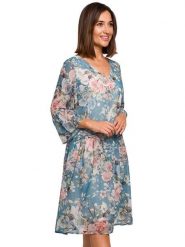 Stylove Sukienka w kolorze turkusowym ze wzorem rozmiar: XL. Niebieskie sukienki damskie Stylove, bez wzorów, bez ramiączek. Za 176.08 zł.