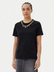Silvian Heach T-Shirt GPP25098TS Czarny Regular Fit. Czarne t-shirty damskie Silvian Heach, s, bez wzorów, z bawełny, bez kołnierzyka. Za 89.99 zł.