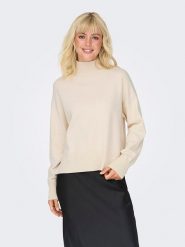 ONLY Sweter "Bari" w kolorze kremowym rozmiar: L. Brązowe swetry klasyczne damskie Only, l, bez kołnierzyka. Za 74.63 zł.