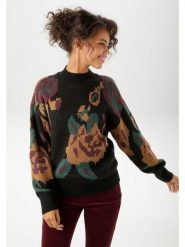 Aniston Sweter w kolorze czarno-jasnobrązowym rozmiar: 40. Czarne swetry klasyczne damskie Aniston, bez kołnierzyka. Za 91.45 zł.