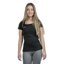 Koszulka damska Izas Vila. Czarne koszulki sportowe damskie Izas, xs, bez wzorów, z poliesteru, bez ramiączek. W wyprzedaży za 113.00 zł.