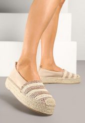 Ciemnobeżowe Espadryle na Grubej Plecionej Podeszwie Leline. Brązowe espadryle damskie Born2be, bez wzorów, bez obcasa. Za 84.99 zł.