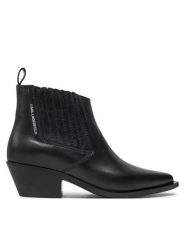 KARL LAGERFELD Botki KL33244 Czarny. Czarne botki damskie KARL LAGERFELD, ze skóry, bez obcasa, na płaskiej podeszwie, bez zapięcia. Za 1,099.00 zł.
