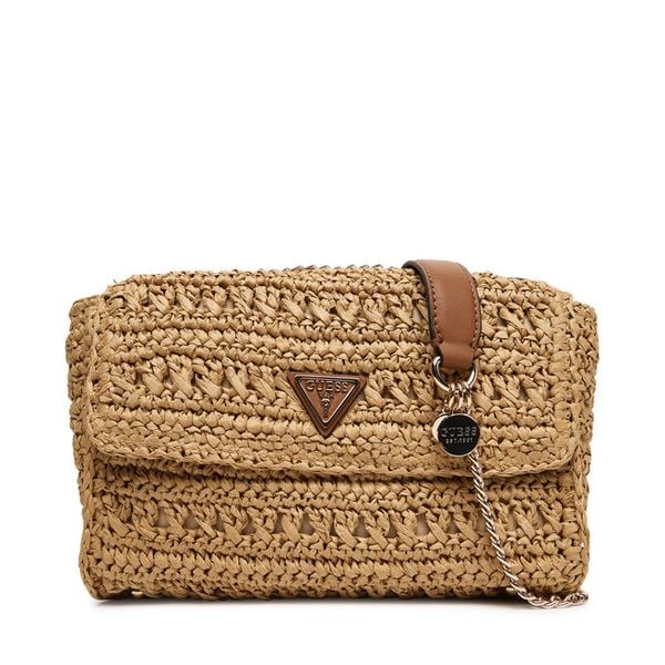 Torebka Guess. Brązowe torebki wieczorowe damskie Guess, z aplikacjami, bez dodatków. Za 329.99 zł.