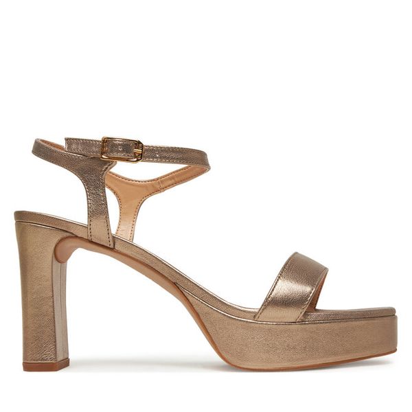 Sandały Unisa. Żółte sandały damskie Unisa, bez wzorów, bez obcasa, na słupku, bez zapięcia. Za 499.99 zł.